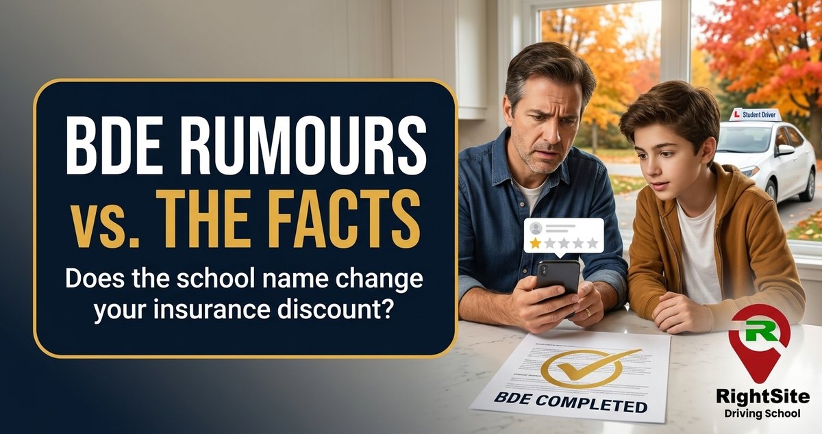 BDE Rumours vs. The Facts: a parent and teen check a 1-star review and a BDE completion record at the kitchen table