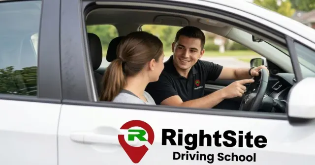 A RightSite instructor explaining the car controls to a student
